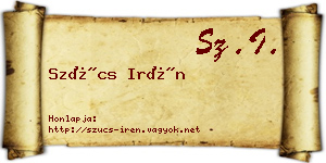 Szűcs Irén névjegykártya